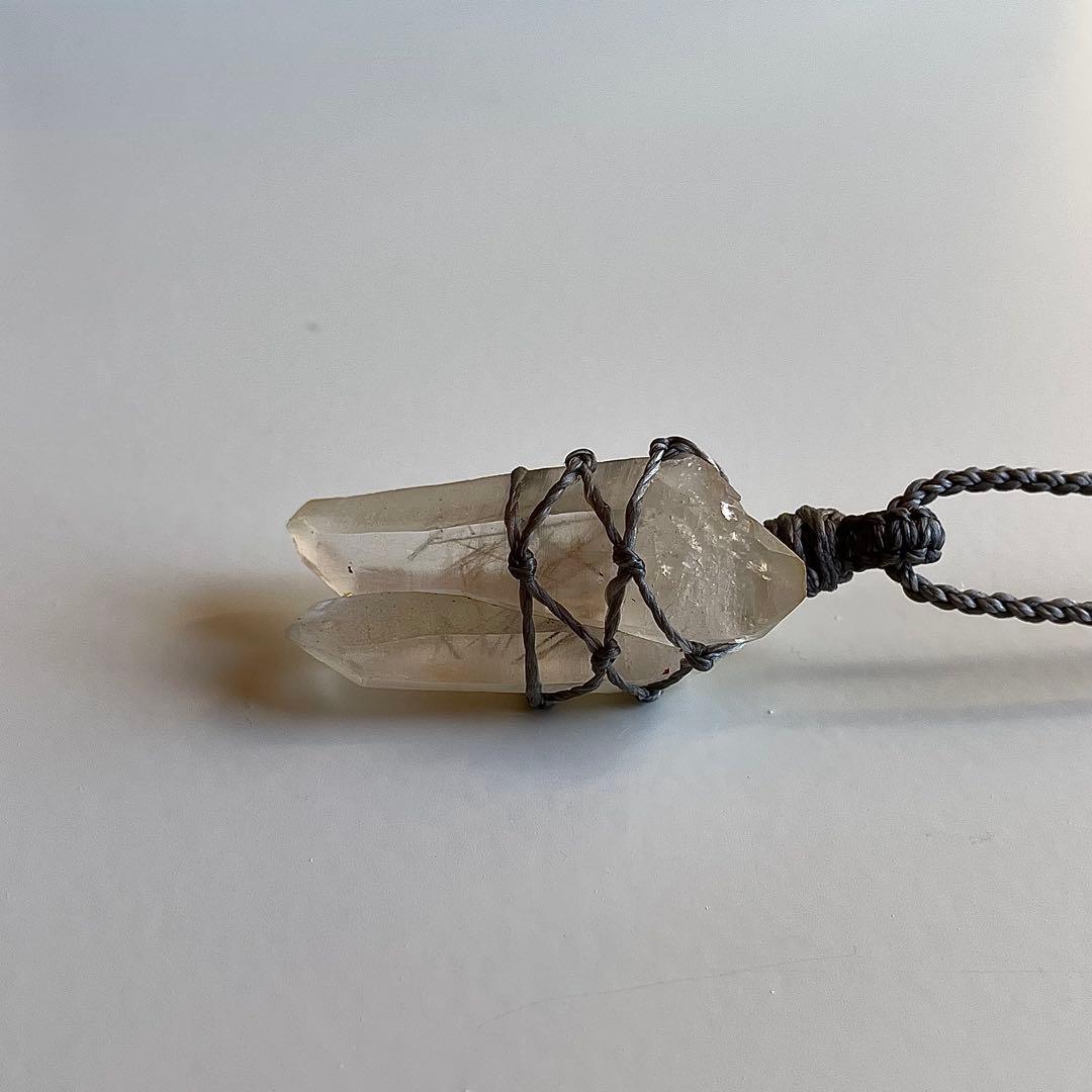 ヒマラヤ水晶 ダブルターミネッテド マクラメペンダント ネックレス 49