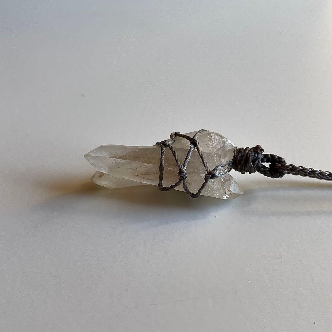 ヒマラヤ水晶 ダブルターミネッテド マクラメペンダント ネックレス 49
