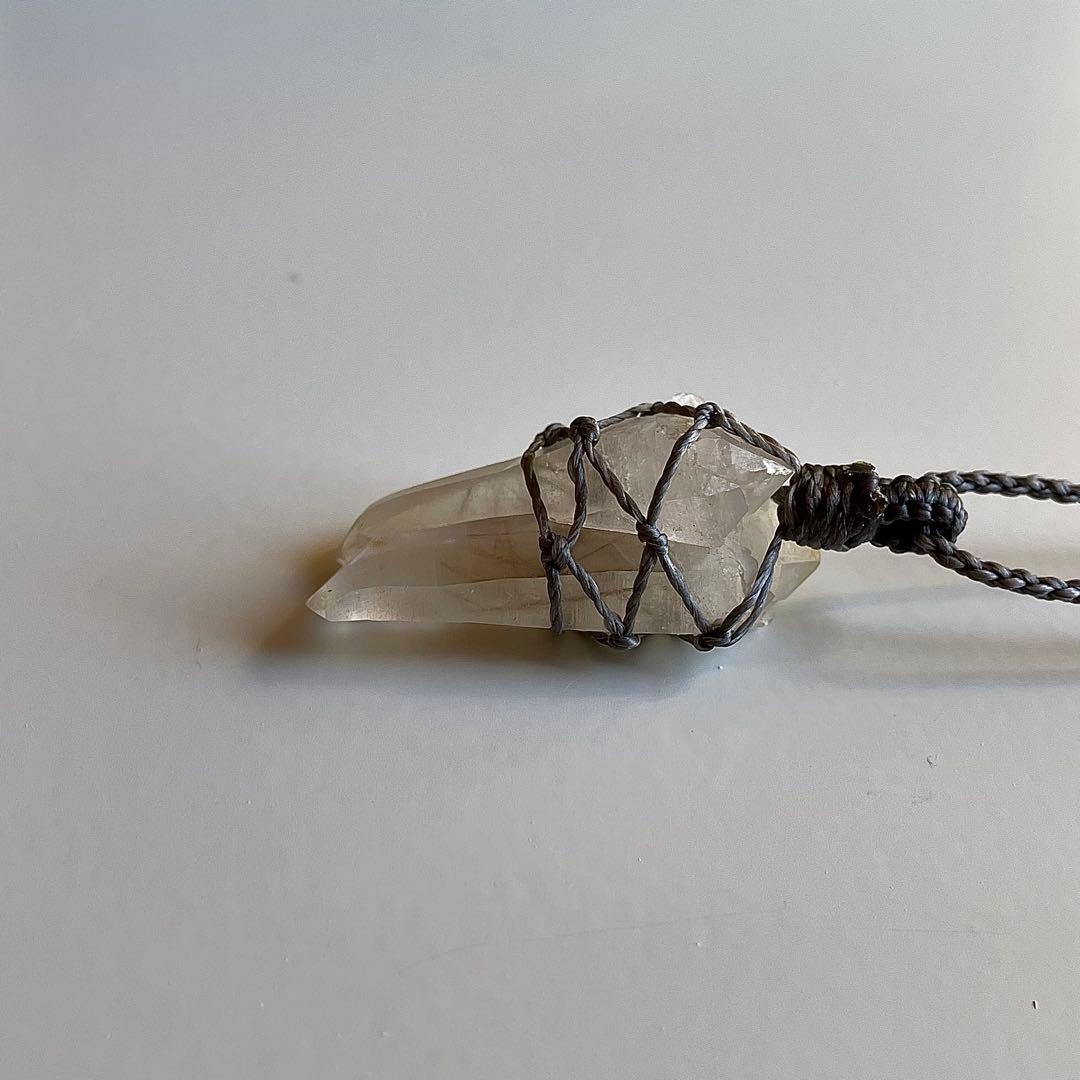 ヒマラヤ水晶 ダブルターミネッテド マクラメペンダント ネックレス 49
