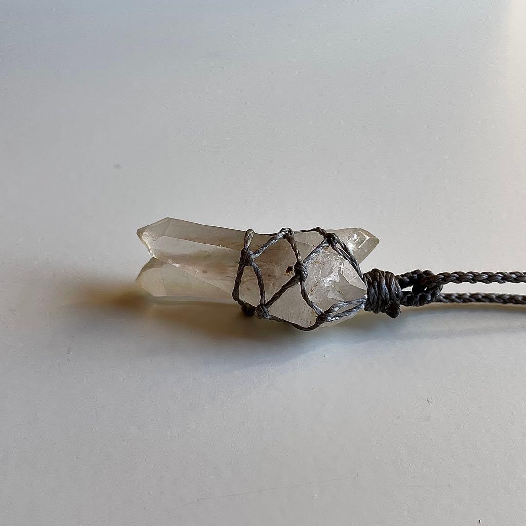 ヒマラヤ水晶 ダブルターミネッテド マクラメペンダント ネックレス 49