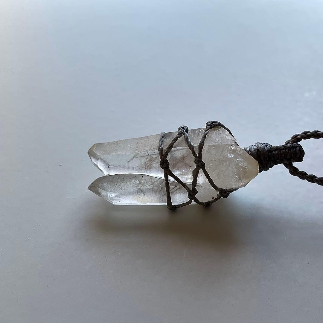 ヒマラヤ水晶 ダブルターミネッテド マクラメペンダント ネックレス 49