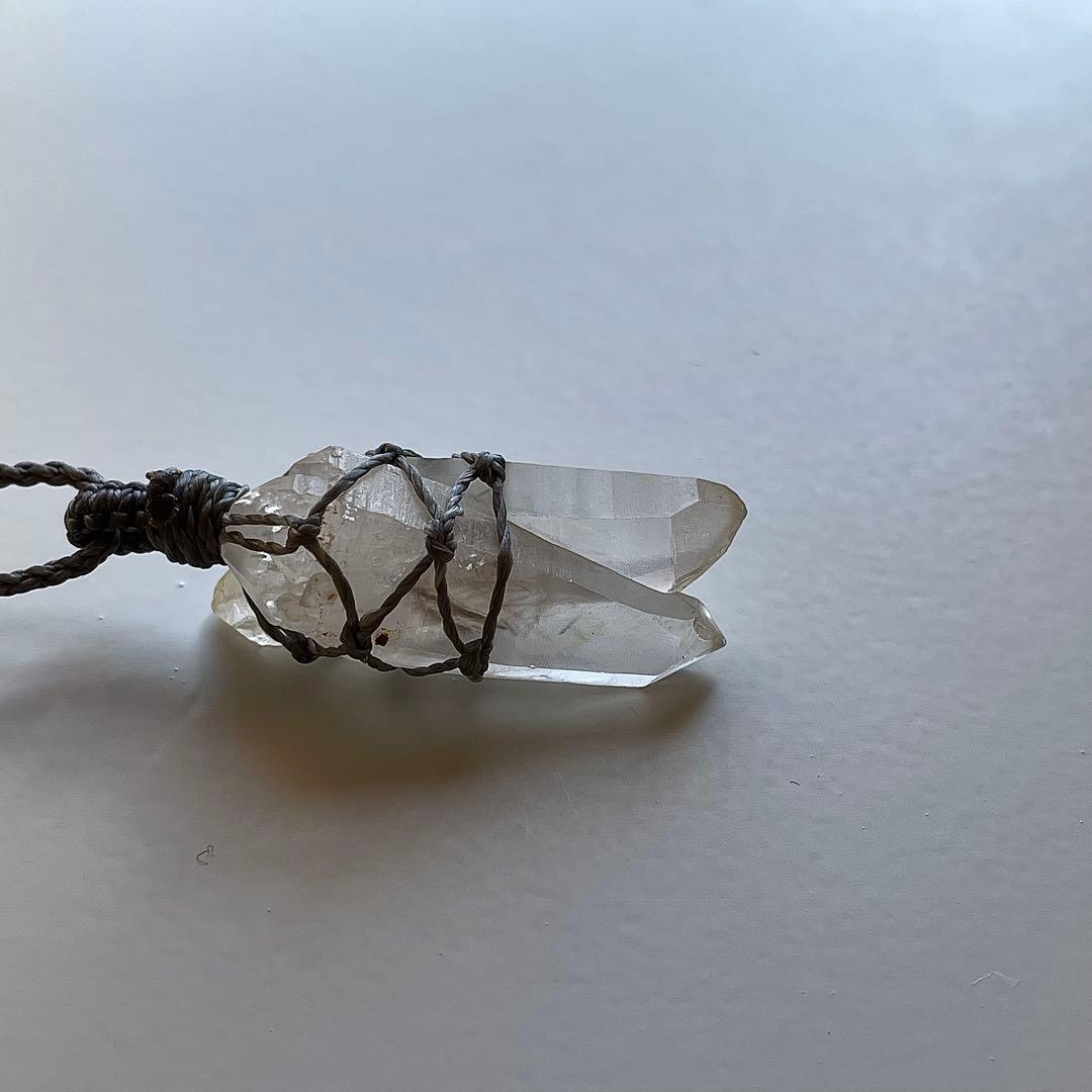 ヒマラヤ水晶 ダブルターミネッテド マクラメペンダント ネックレス 49