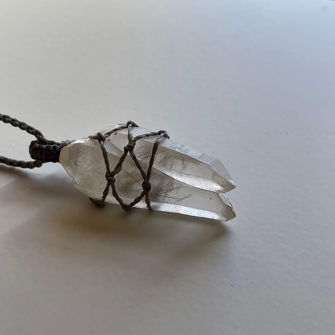 ヒマラヤ水晶 ダブルターミネッテド マクラメペンダント ネックレス 49