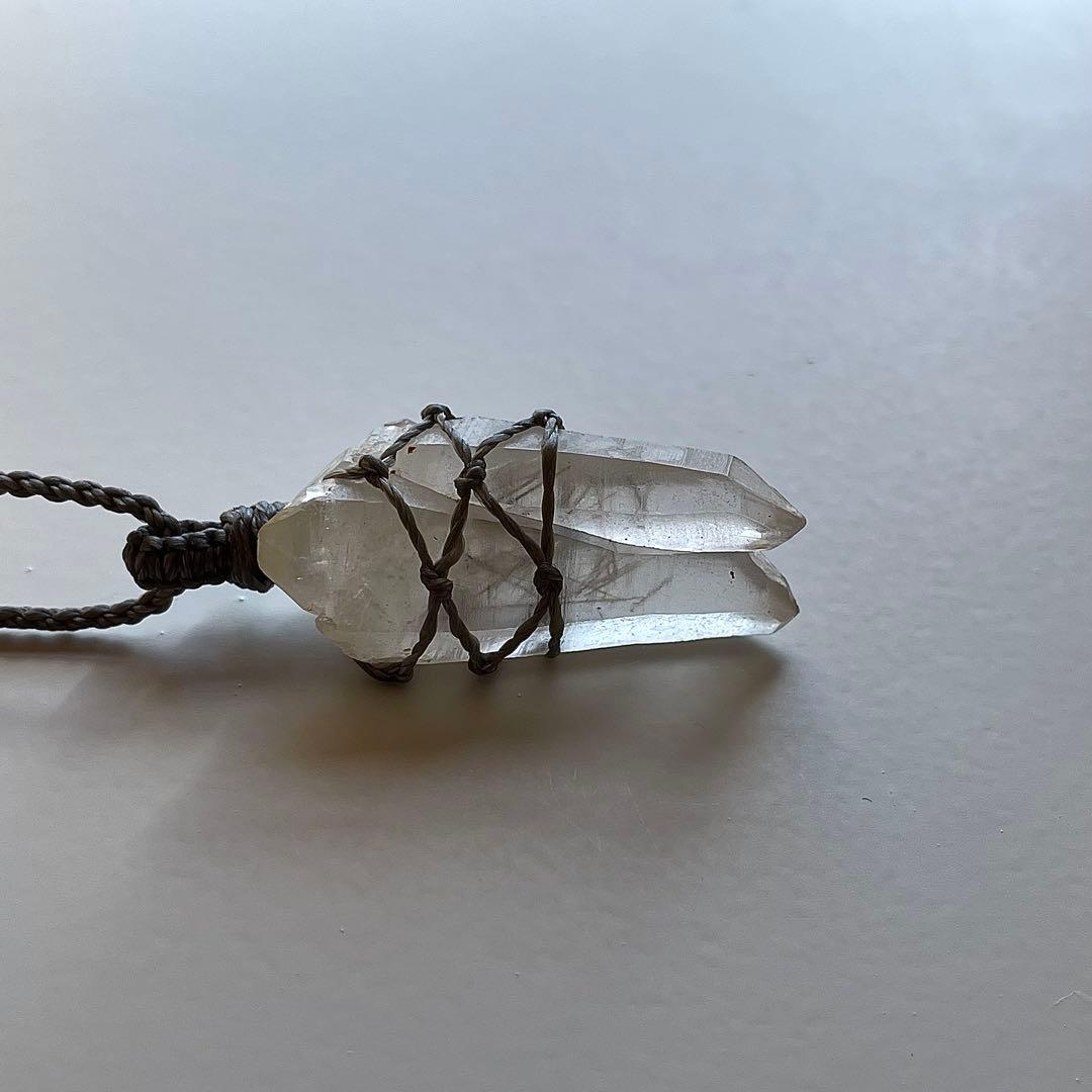 ヒマラヤ水晶 ダブルターミネッテド マクラメペンダント ネックレス 49