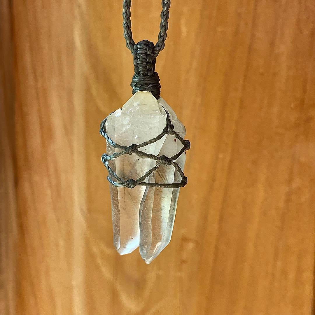 ヒマラヤ水晶 ダブルターミネッテド マクラメペンダント ネックレス 49
