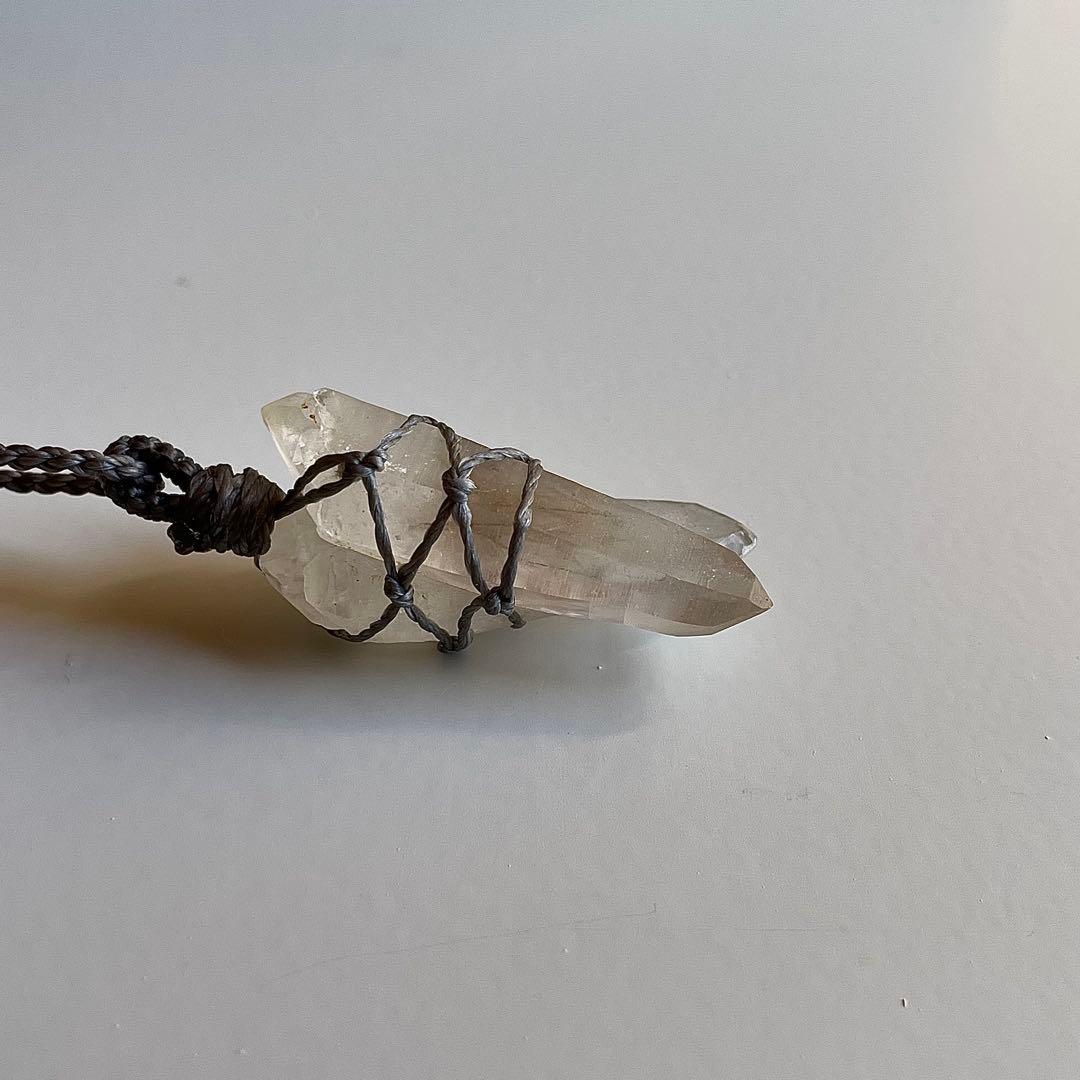 ヒマラヤ水晶 ダブルターミネッテド マクラメペンダント ネックレス 49