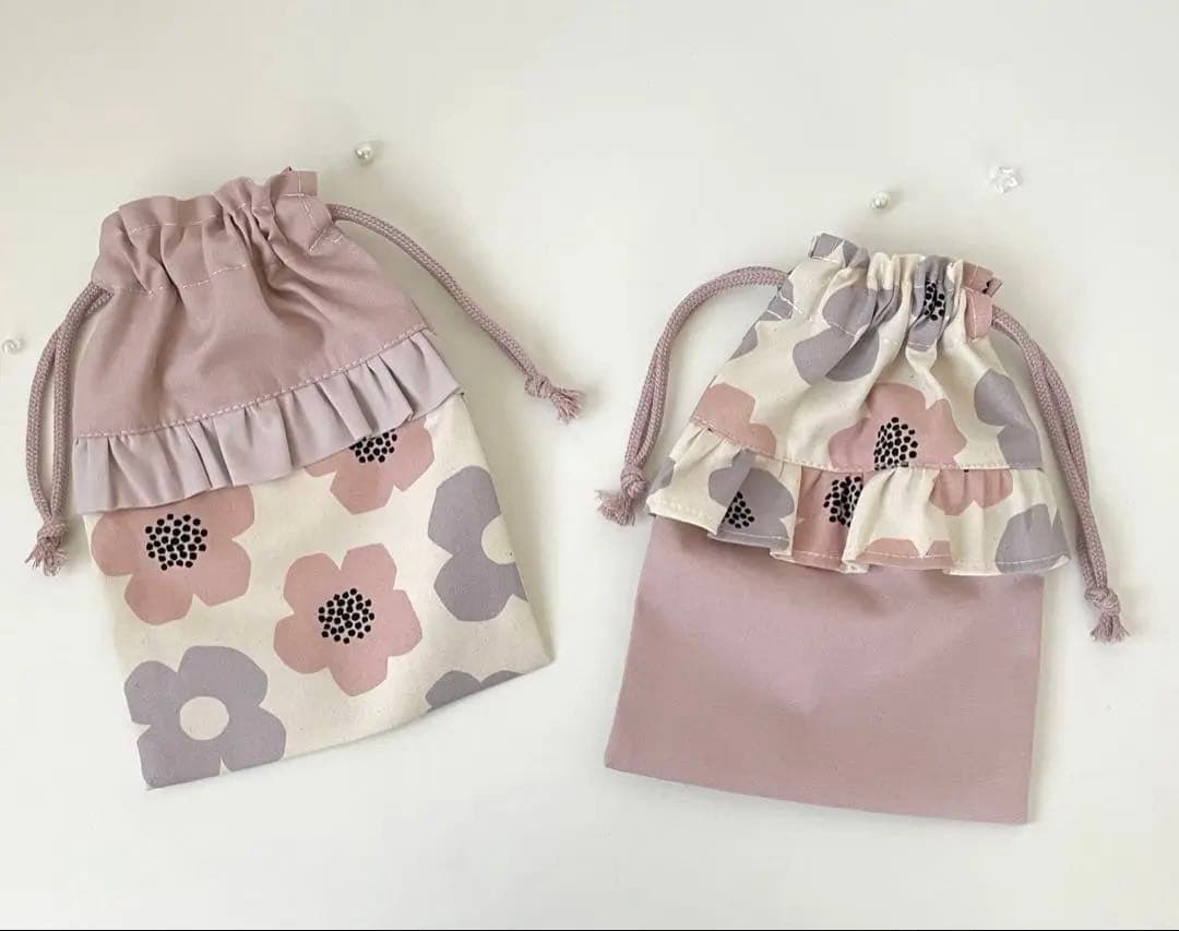 入園　入学　キルティング　カバン　セット　くすみフラワー × くすみピンク