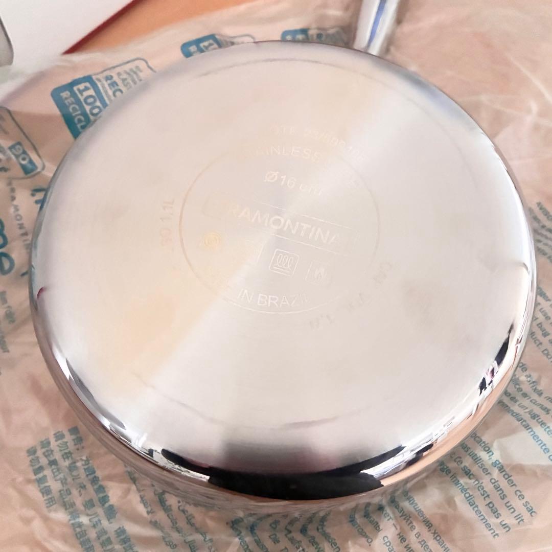 トラモンティーナ グラーノ ソースパン 片手鍋 16cm ステンレス