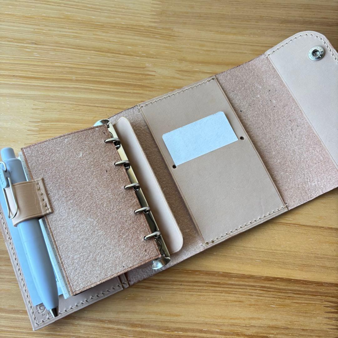 【M5 ナチュラル】システム手帳　レザーカバー　フラップタイプ