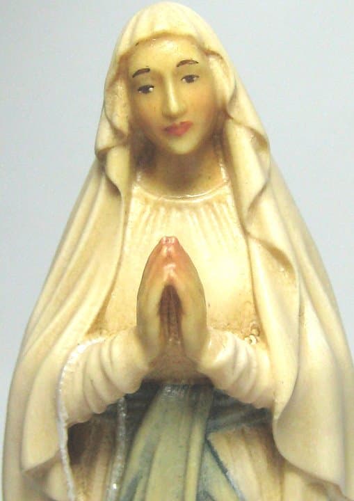 ルルド　マリア像　木彫り　カラー　１２センチ　イタリア製