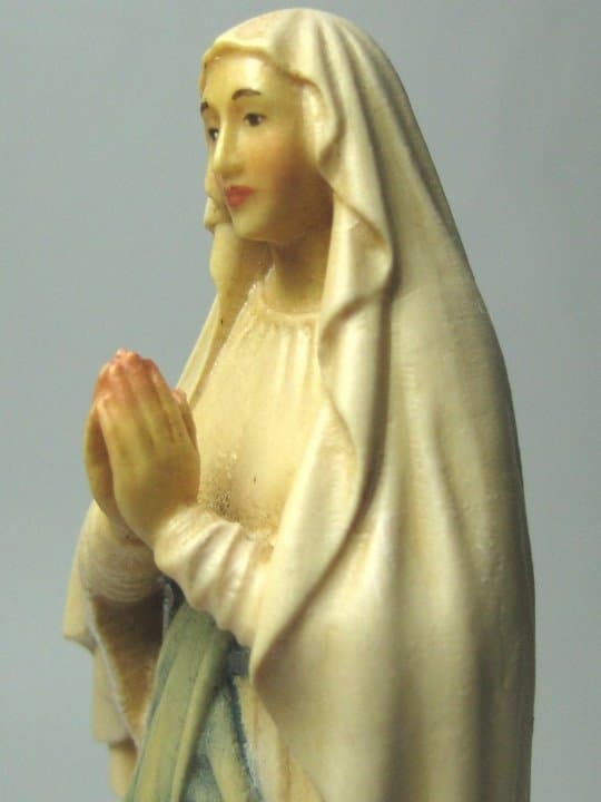 ルルド　マリア像　木彫り　カラー　１２センチ　イタリア製