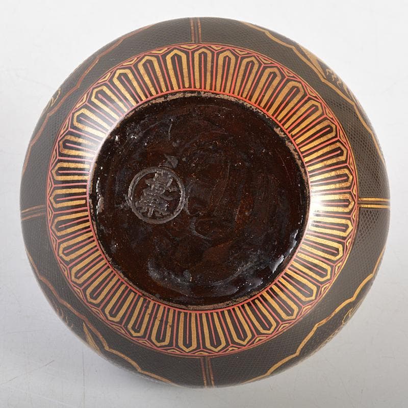 豊楽焼　鳳凰魚糸蒔絵　油壷　時代箱付　M　R5845