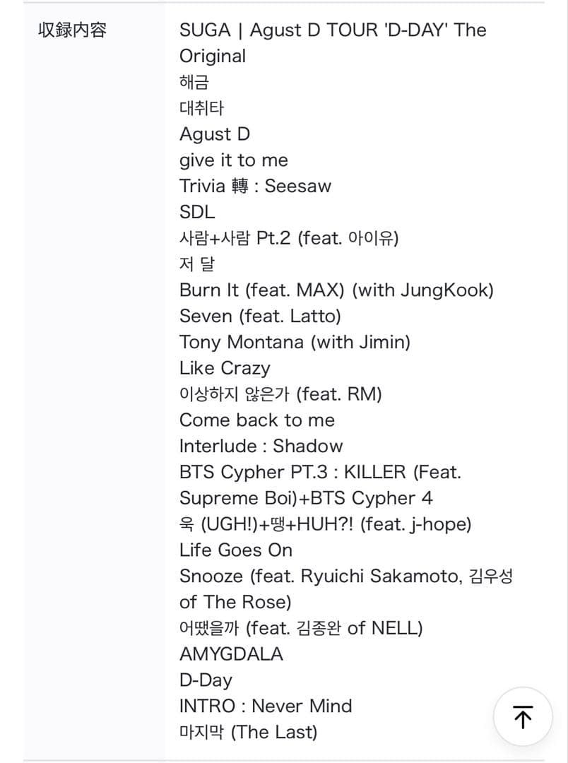 アイドル SUGA Agust D TOUR 'D-DAY' The Original