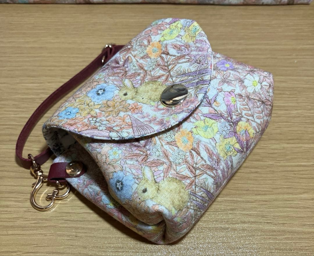 大　ボストンバッグ　ユキエモン　ボタニカルフラワー　ピンク　ミニポーチ付き