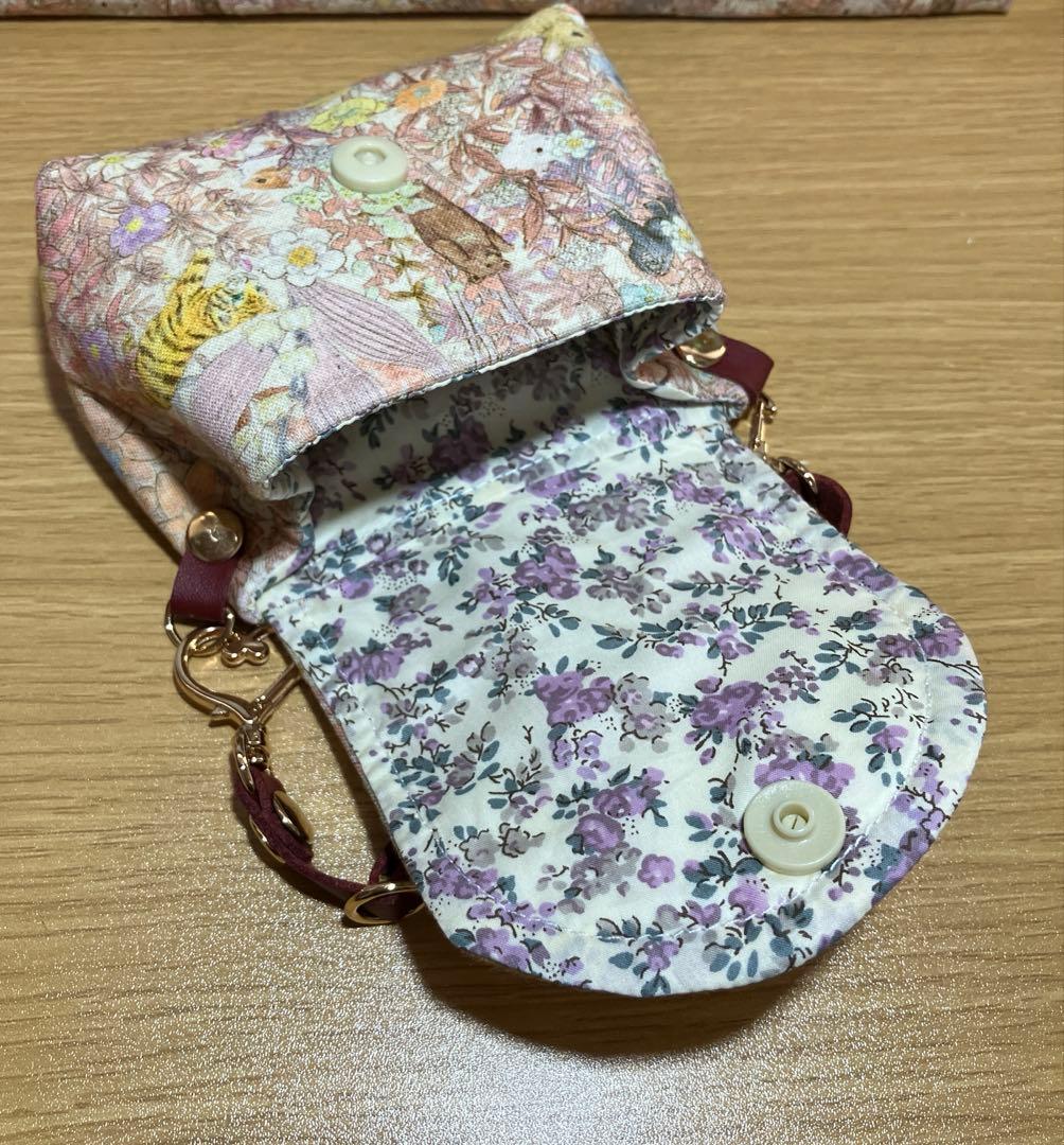 大　ボストンバッグ　ユキエモン　ボタニカルフラワー　ピンク　ミニポーチ付き