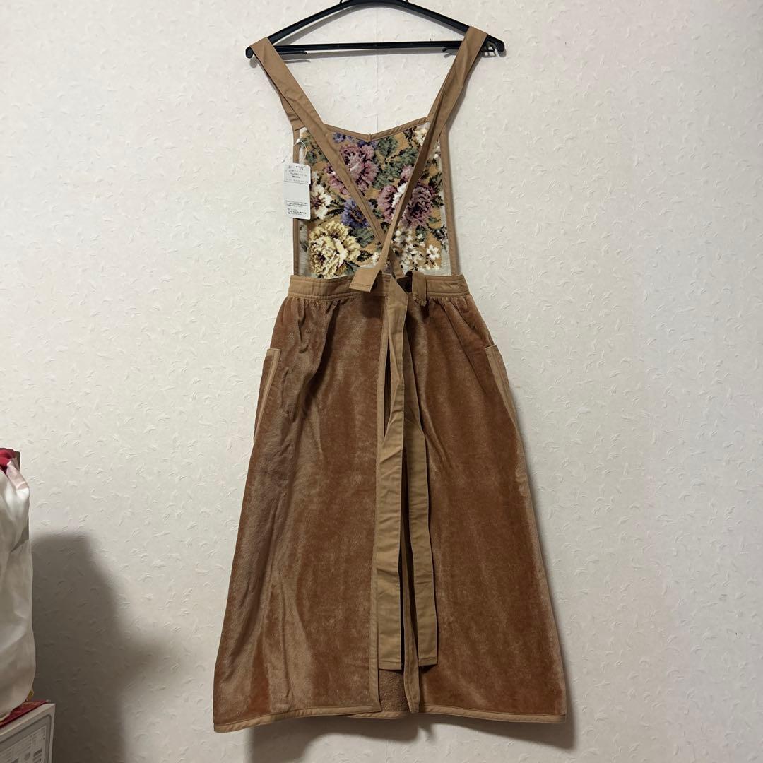 花柄刺繍 ベージュ エプロン アルパロ