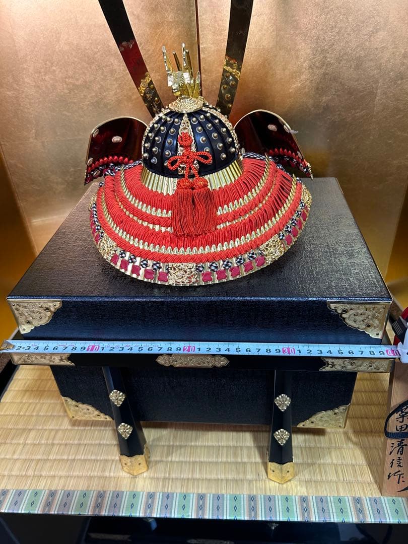 美品　五月人形 久月　粟田口清信作　高級黒金装飾　95センチ幅