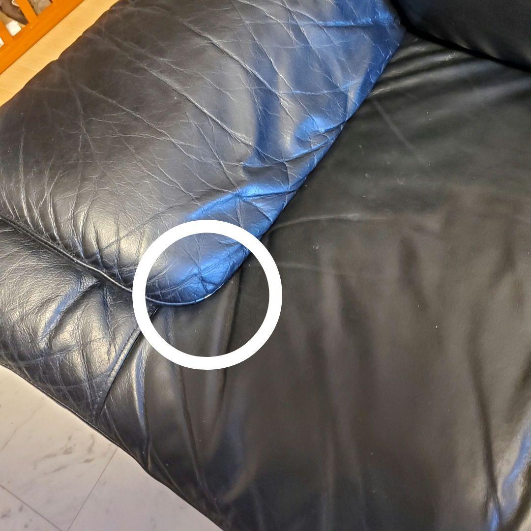 3人掛け 革張り 本革 牛革 レザー ソファ ブラック ハイバック 190cm