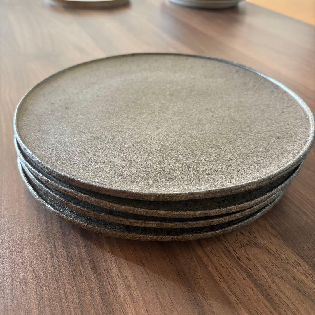 陶器風皿 4枚セット 約24cm 作家 平皿 フラットプレート