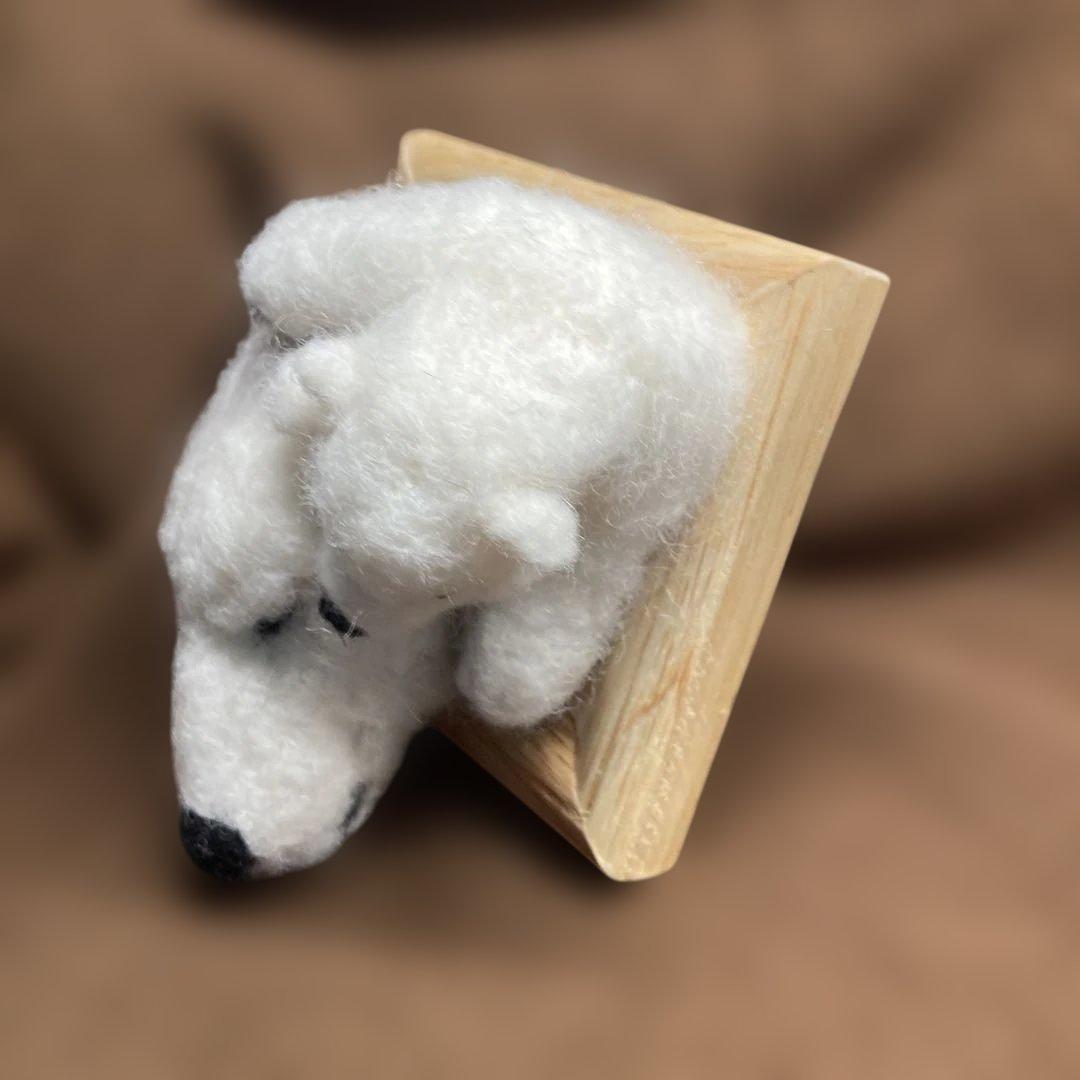 白クマ親子 (木製フレーム)オリジナル一点物-作者サイン入