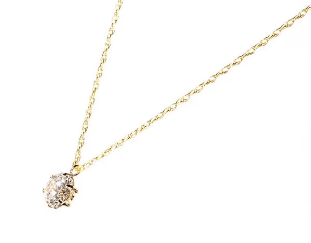 18K 一粒 ダイヤモンドネックレス 大粒 0.8ct 18金イエロー ゴールド