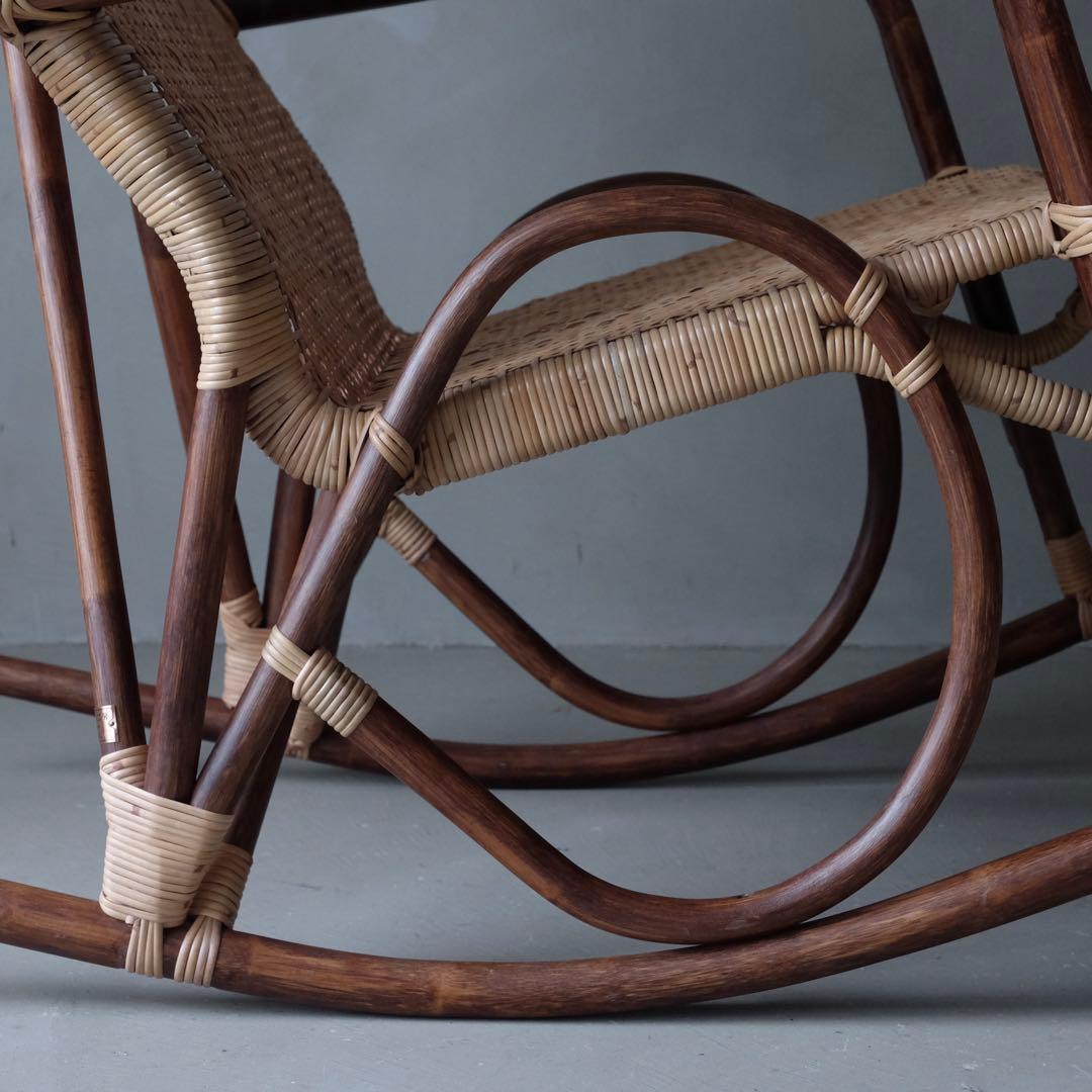 定価20万 橋之口籐工芸工房 ラタンロッキングチェア 橋之口幹夫　椅子 レトロ