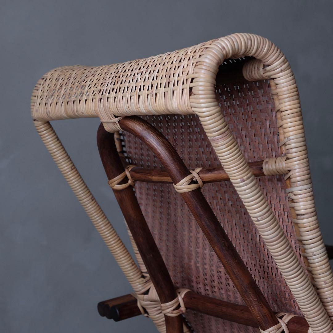 定価20万 橋之口籐工芸工房 ラタンロッキングチェア 橋之口幹夫　椅子 レトロ