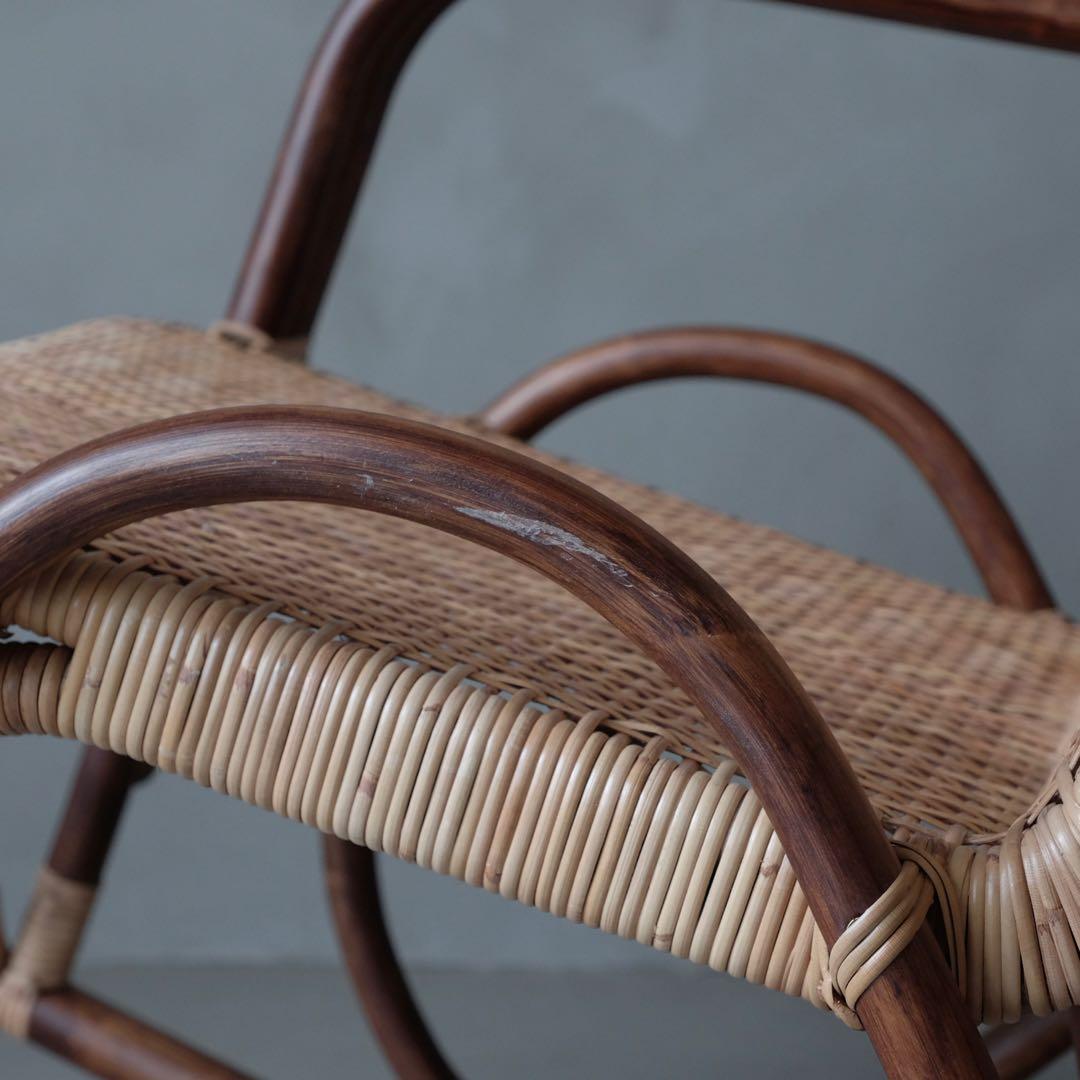 定価20万 橋之口籐工芸工房 ラタンロッキングチェア 橋之口幹夫　椅子 レトロ