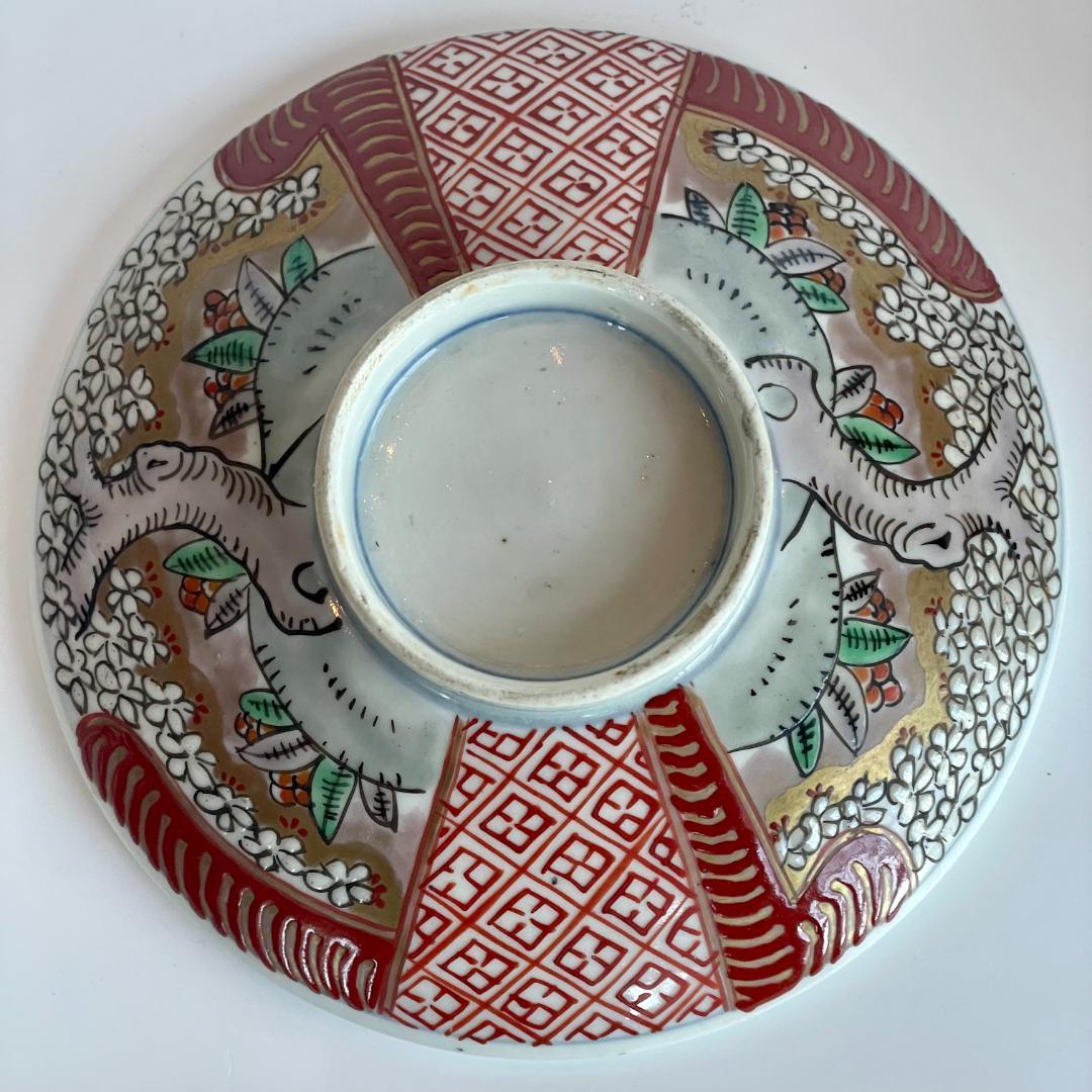 明治 古伊万里 色絵 金彩 金蘭手 桜花文 蓋付椀 3客揃 煮物椀 蒸碗 時代