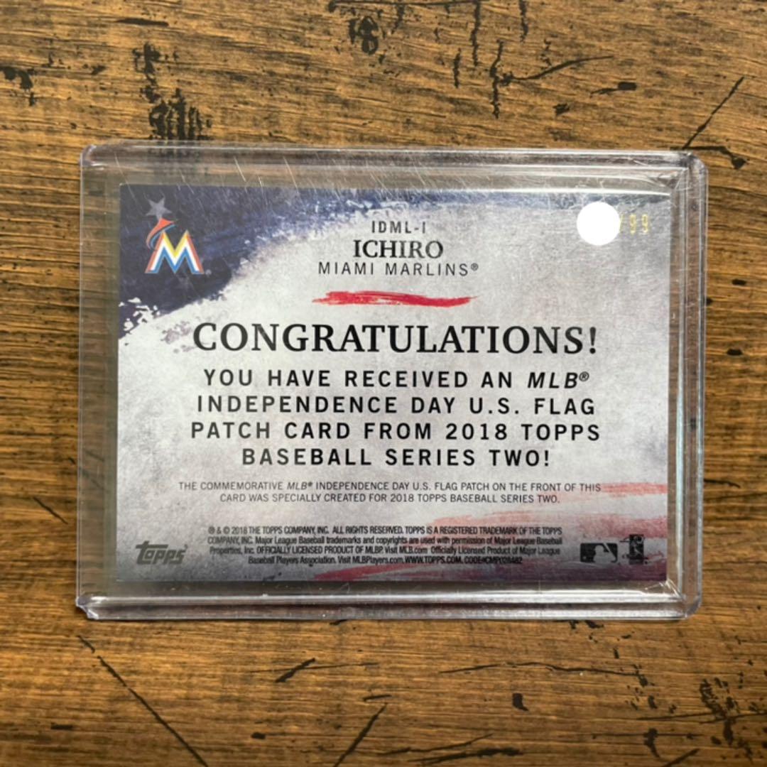 99枚限定！ 2018 topps イチロー ゴールド USフラッグパッチカード