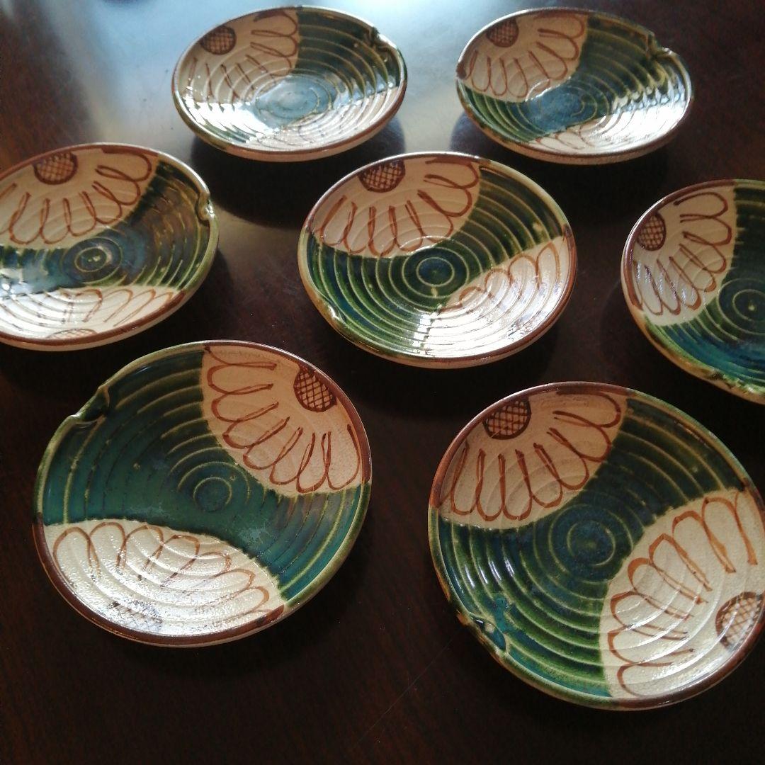 瀬戸焼　加藤春暁　織部小皿　7枚　12.6cm