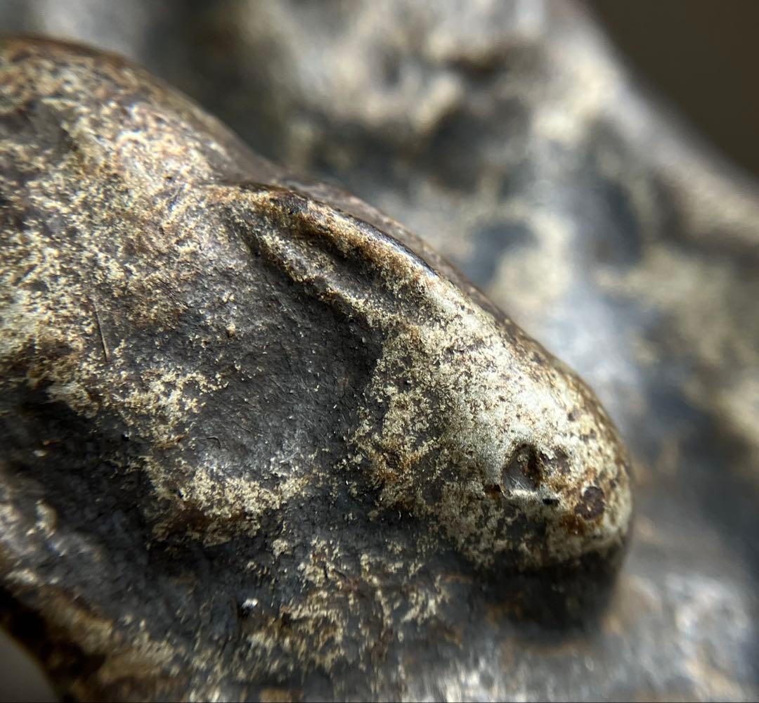 【古鉄 子宝祈願 うさぎ親子 オブジェ 約12㎝ 昭和初期頃】子孫繁栄縁起物置物