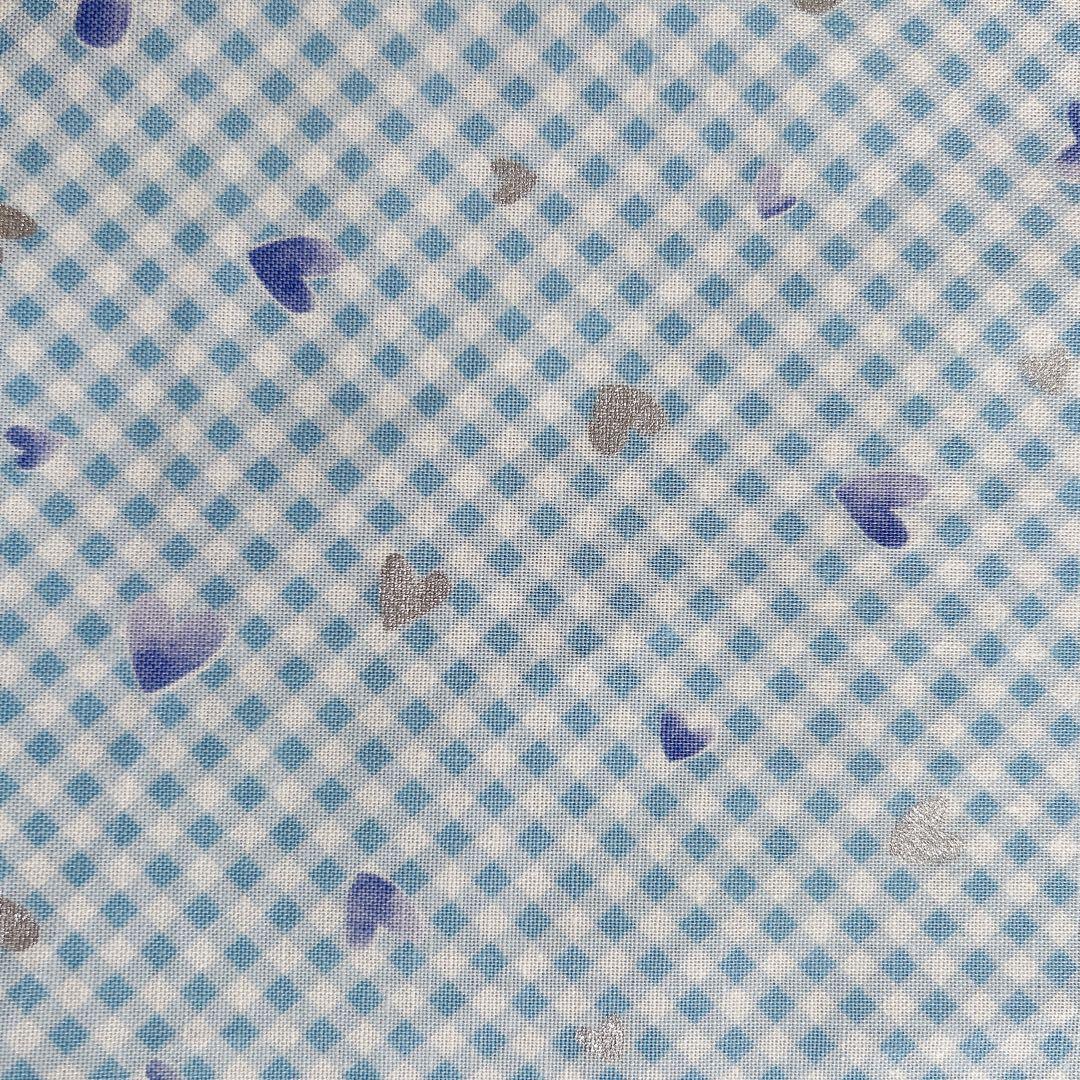 ハート♡水色 入園入学5点セット 女の子 キルト生地　キルティング チェック