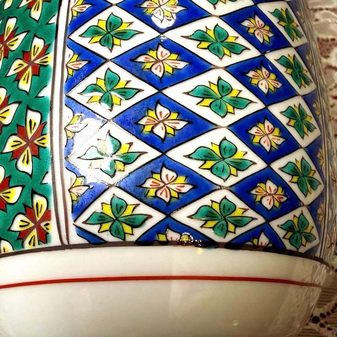 ー九谷青郊ー 【極美品】 希少！九谷焼 青郊窯 九谷五彩 特大花入