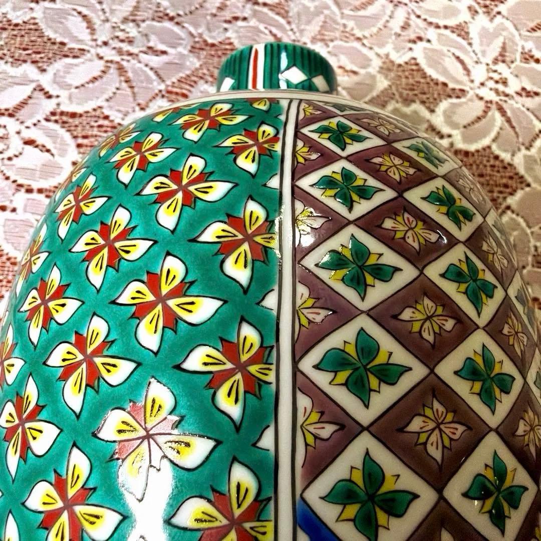 ー九谷青郊ー 【極美品】 希少！九谷焼 青郊窯 九谷五彩 特大花入