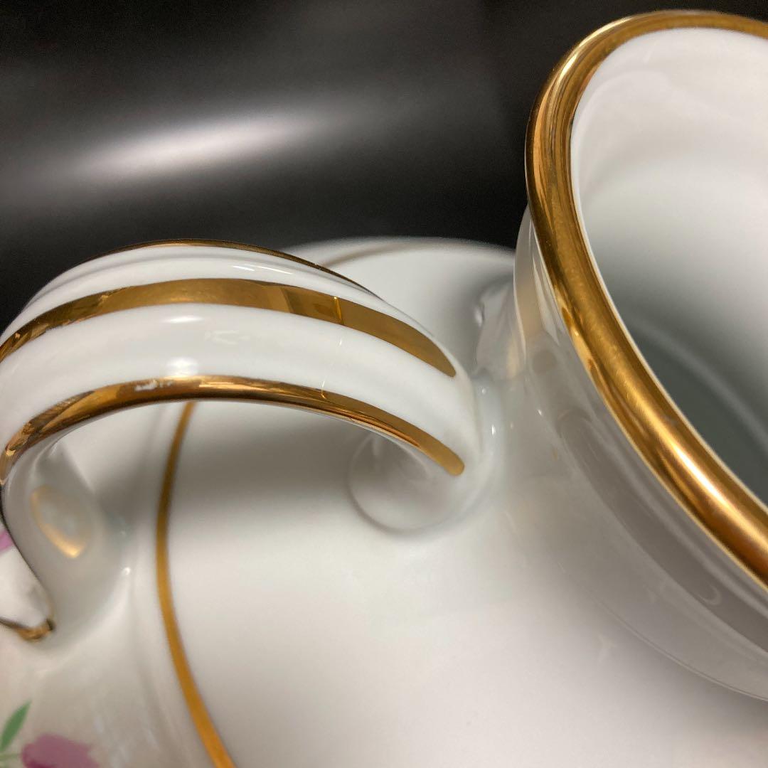 アンティーク　ノリタケ 金彩花柄　耳付花瓶　フラワーベース　花入　壺　レトロ