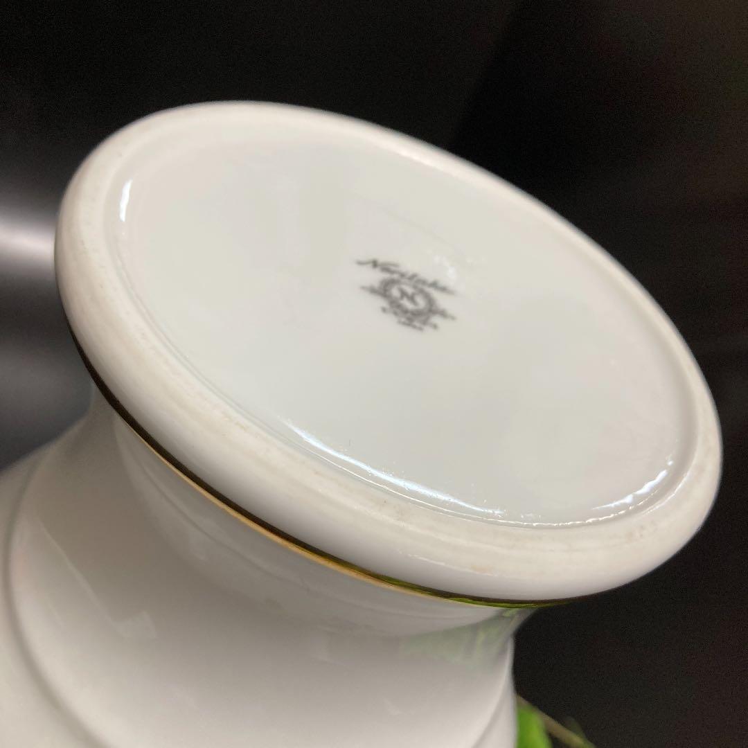 アンティーク　ノリタケ 金彩花柄　耳付花瓶　フラワーベース　花入　壺　レトロ