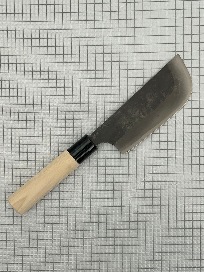 包丁 収穫 黒打 収穫包丁 両刃 木サヤ付 135mm