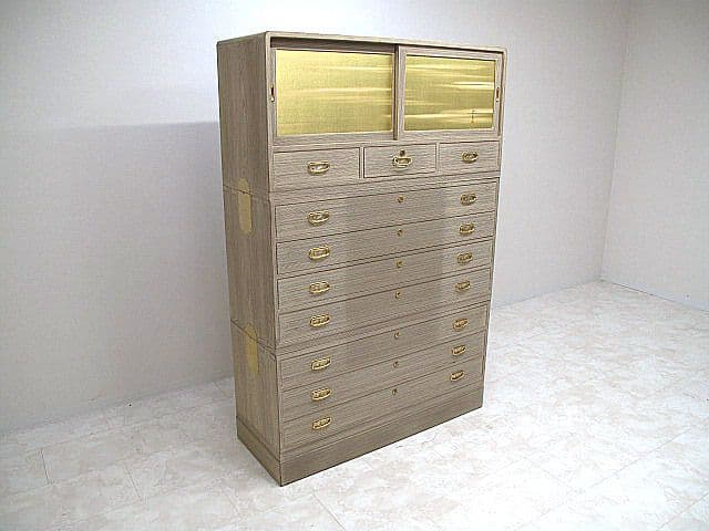 【伝統工芸】大阪泉州桐箪笥 総桐製 整理箪笥　 木釘・蟻組 ※日焼け箇所あり