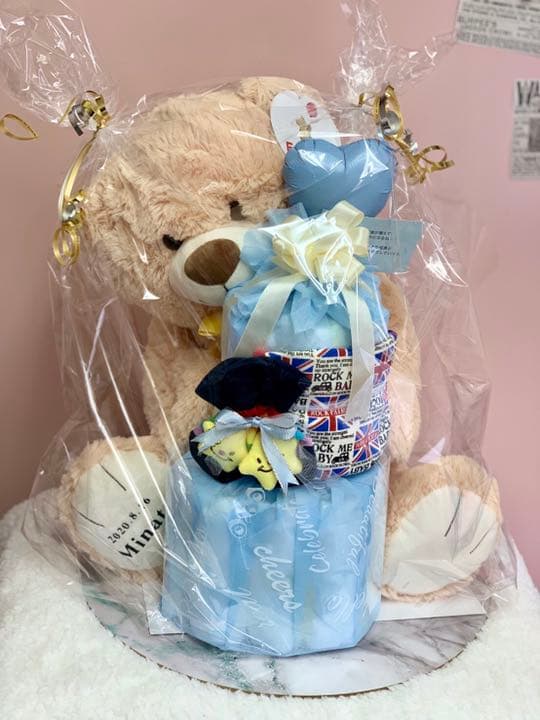 くまちゃんおむつケーキ　男の子　バルーン　出産祝い　オムツケーキ　ハンドメイド