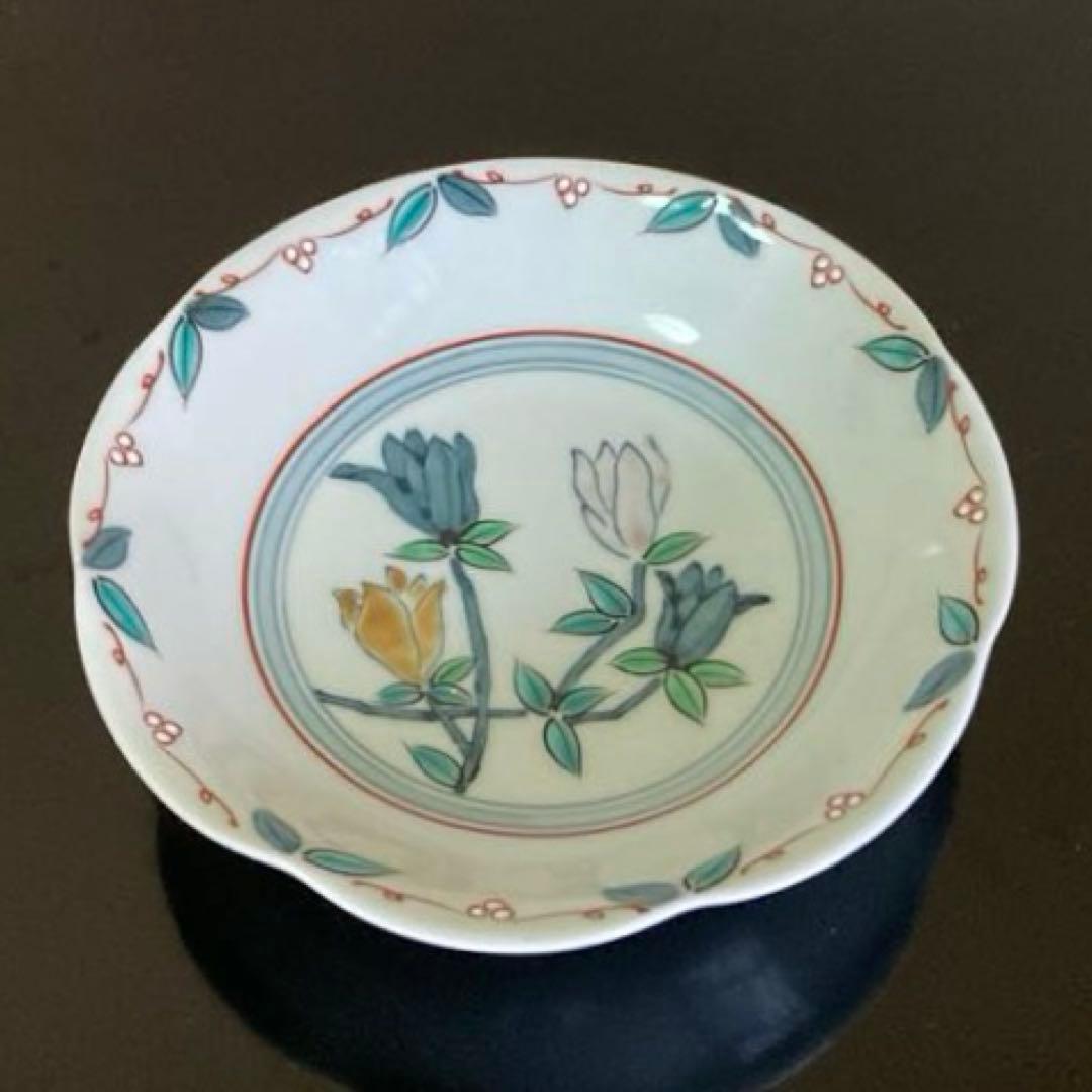 有田焼 三川内焼 嘉泉窯 一葉 木蓮多用 多用皿揃 深皿 5枚組