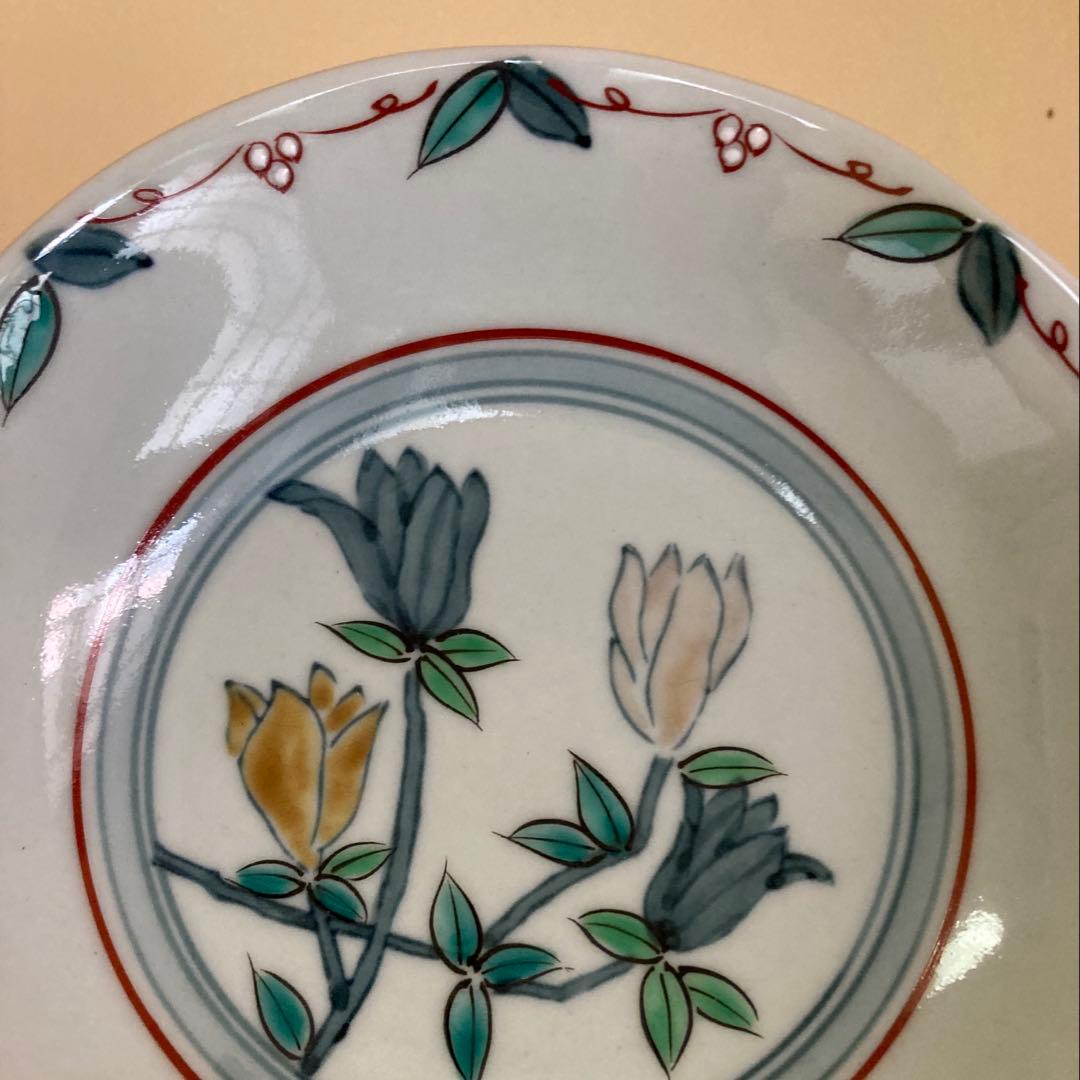 有田焼 三川内焼 嘉泉窯 一葉 木蓮多用 多用皿揃 深皿 5枚組