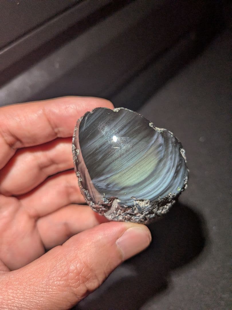 研磨品　十勝石玲瓏　複合色　レインボーオブシディアン