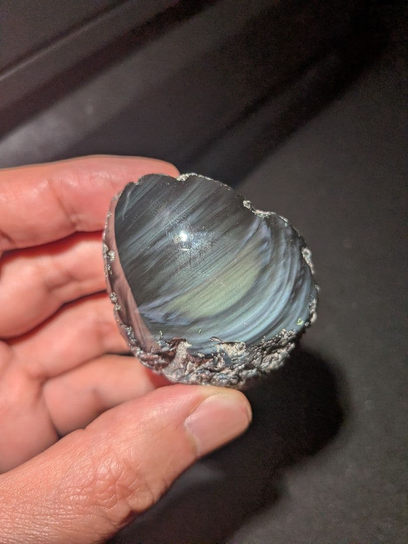 研磨品　十勝石玲瓏　複合色　レインボーオブシディアン