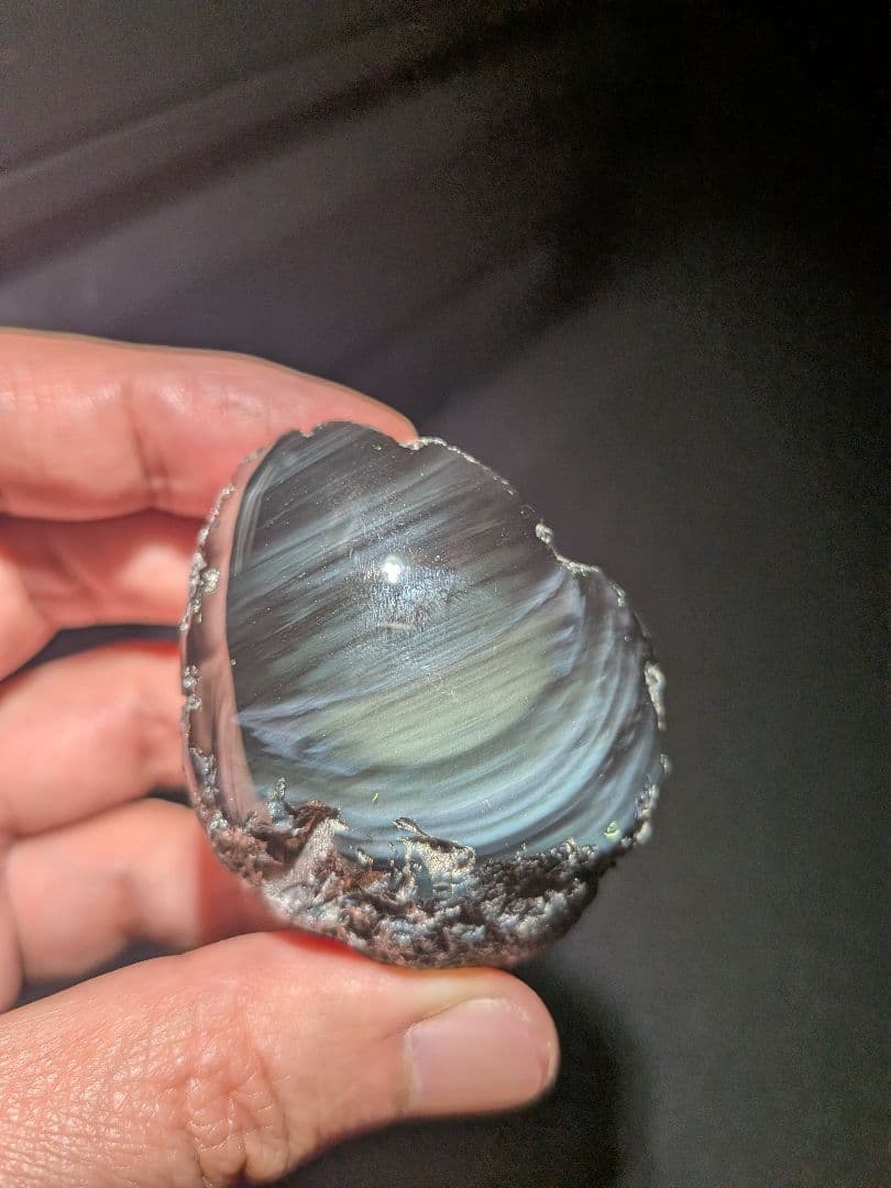 研磨品　十勝石玲瓏　複合色　レインボーオブシディアン