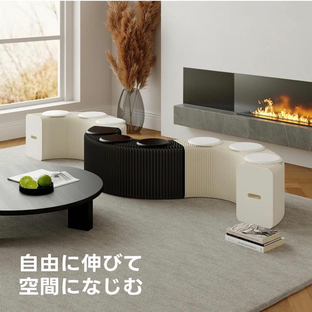 【新品未使用】アコーディオン式ロングスツール 折りたたみ 耐荷重200kg