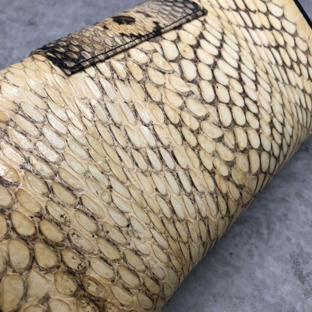未使用 財布 長財布 蛇 ヘビ 頭 顔 蛇皮