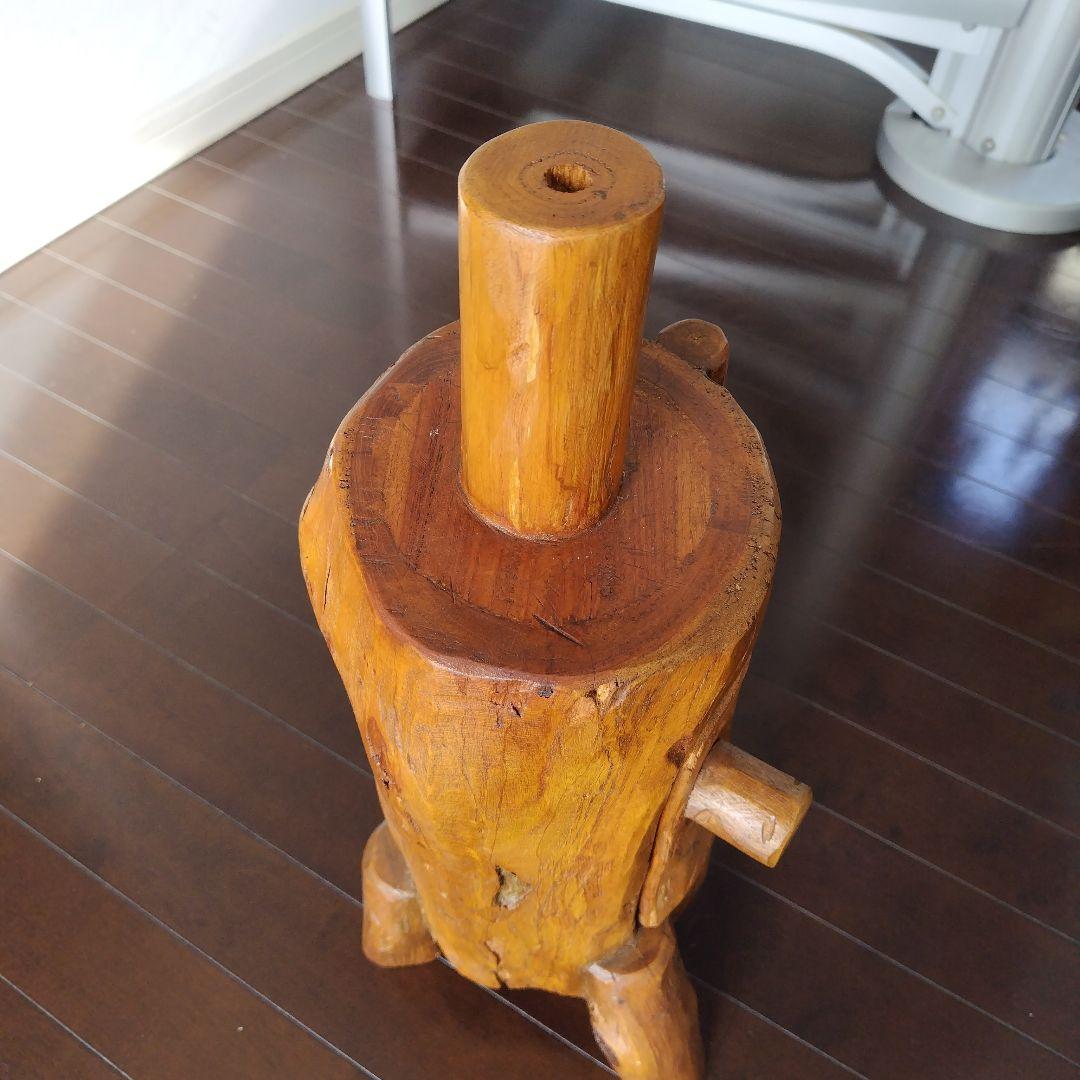 原木の丸太そのままくり抜き！昭和レトロ扉付きミニキャビネット デザイナーズ