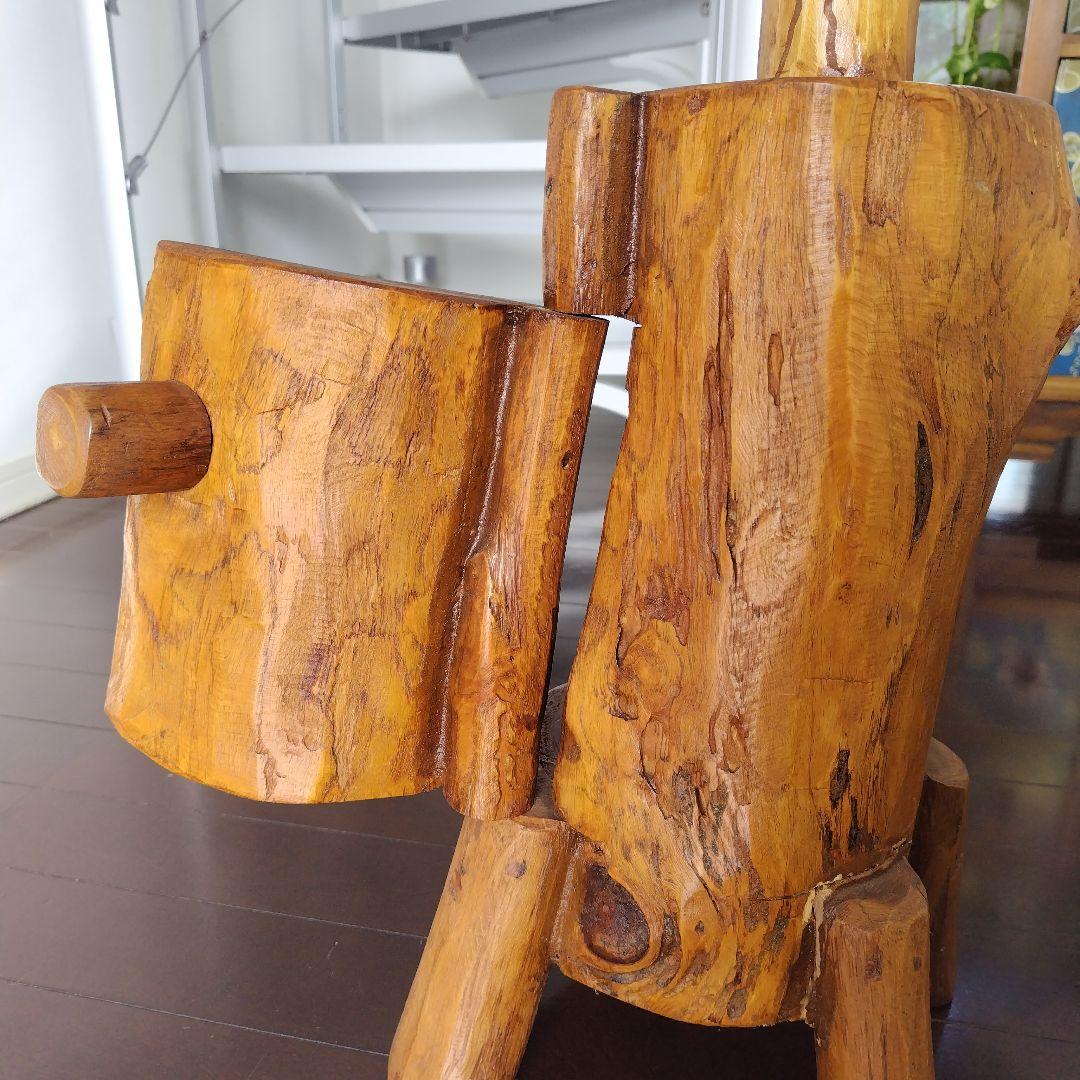 原木の丸太そのままくり抜き！昭和レトロ扉付きミニキャビネット デザイナーズ