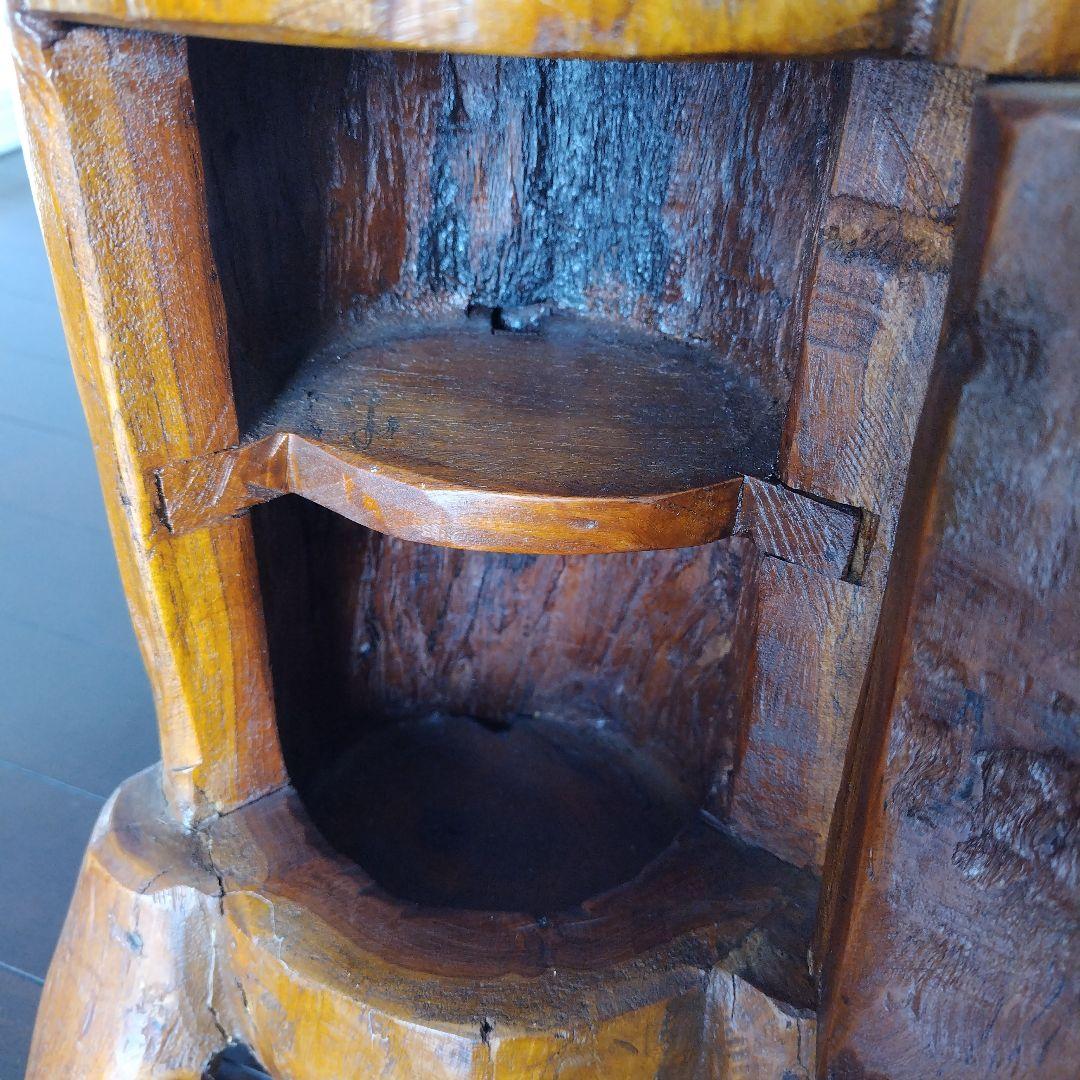 原木の丸太そのままくり抜き！昭和レトロ扉付きミニキャビネット デザイナーズ